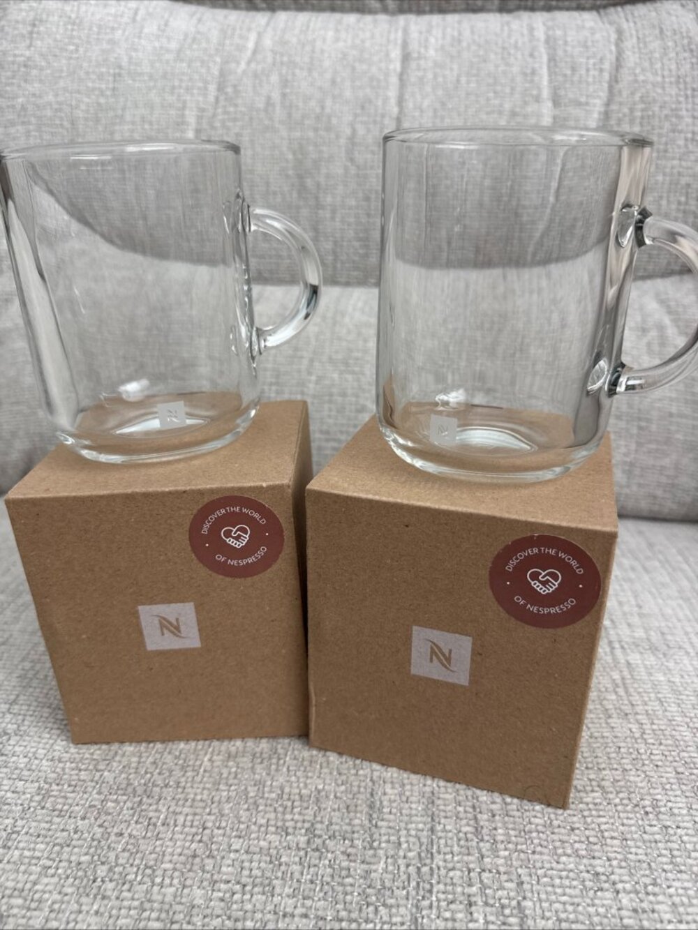 NEW Set of 2 Nespresso Vertuo Small Glass Coffee Mugs With Boxes